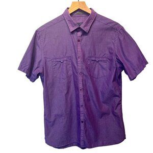 Ted Baker London Short Sleeve Button Down Shirt Size 4 Plum Maroon Color